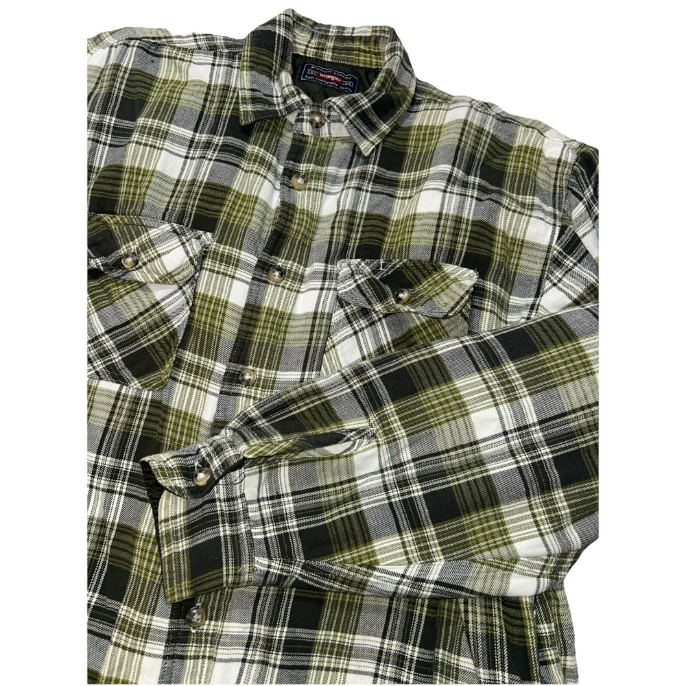 Wrangler Men's Shacket‎ Plaid Flannel Quilted Jacket Outdoor Work, Mens Large